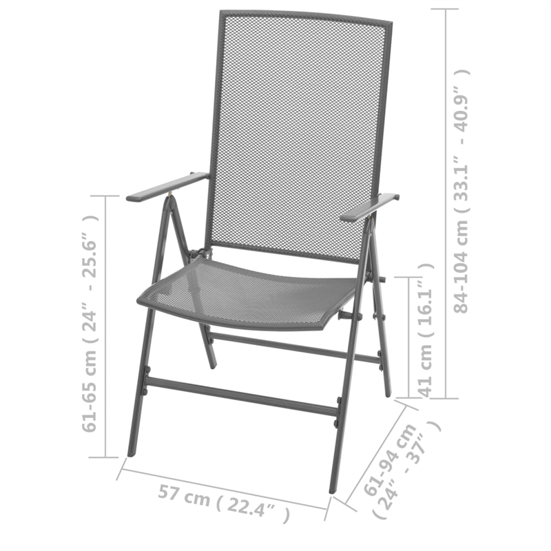 vidaXL Steel With E-Coated and Powder-Coated Dining Set in Anthracite/Gray
