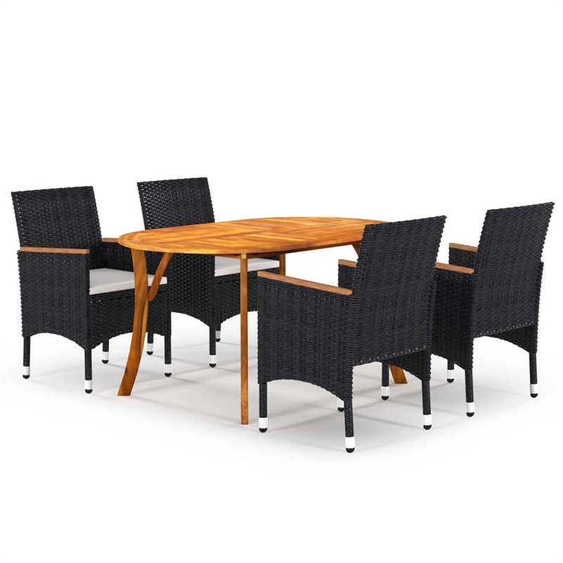 vidaXL Dining Set in Black and Cream White
