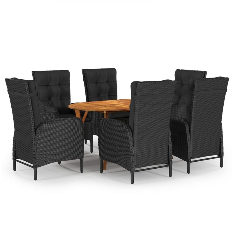 vidaXL Solid Acacia Wood Medium Dining Set in Black