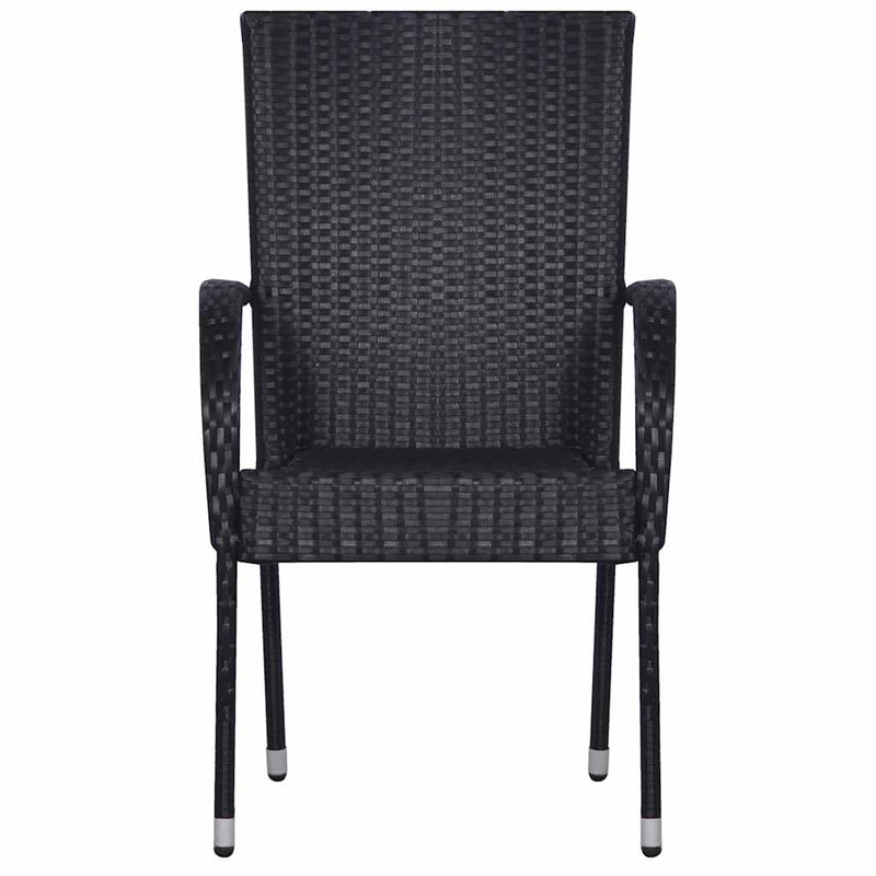 vidaXL Solid Acacia Wood Standard Stackable Dining Set in Black