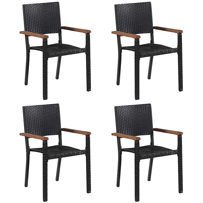 vidaXL Solid Acacia Wood Medium Durable Dining Set in Black