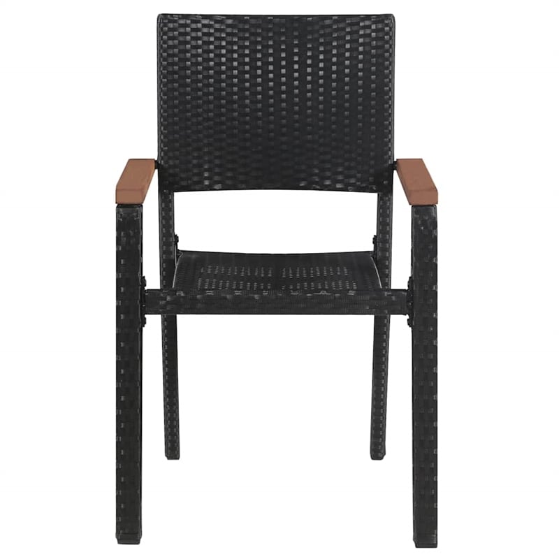 vidaXL Solid Acacia Wood & PE Rattan Dining Set in Black