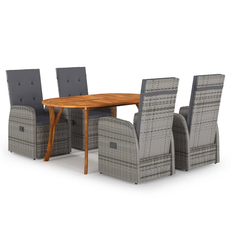 vidaXL Solid Acacia Wood Medium Foldable Dining Set in Gray