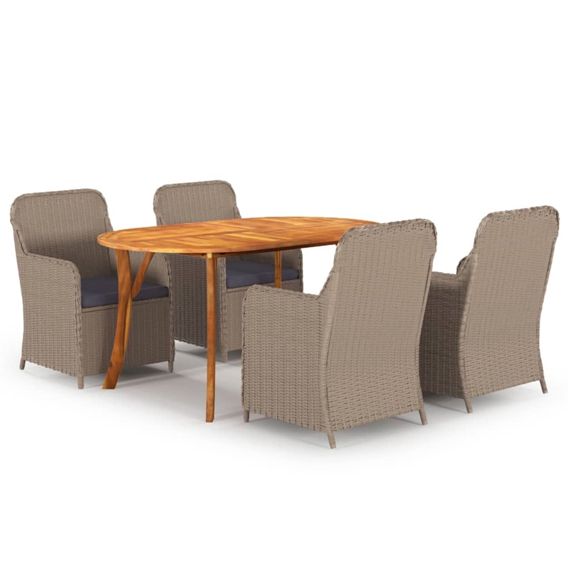 vidaXL Solid Acacia Wood Medium Durable Dining Set in Brown