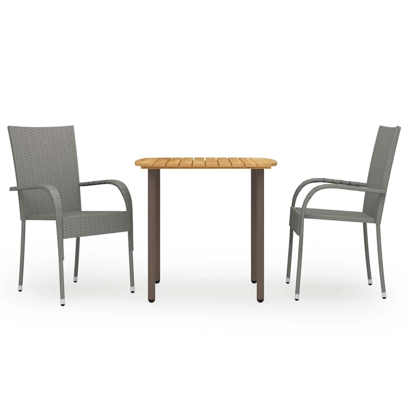 vidaXL Solid Acacia Wood Medium Stackable Dining Set in Gray