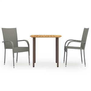 vidaXL Solid Acacia Wood Medium Stackable Dining Set in Gray