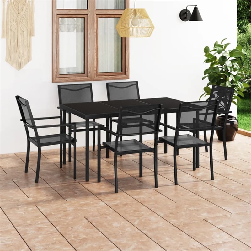 vidaXL Outdoor Dining Set in Anthracite Powder-Coated Steel Medium Durable