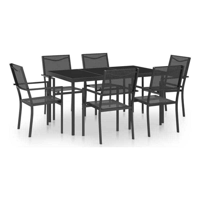 vidaXL Outdoor Dining Set in Anthracite Powder-Coated Steel Medium Durable