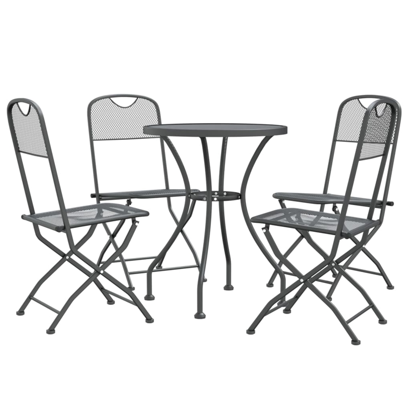 vidaXL Expanded Metal Mesh With E-Coating Garden Dining Set in Anthracite