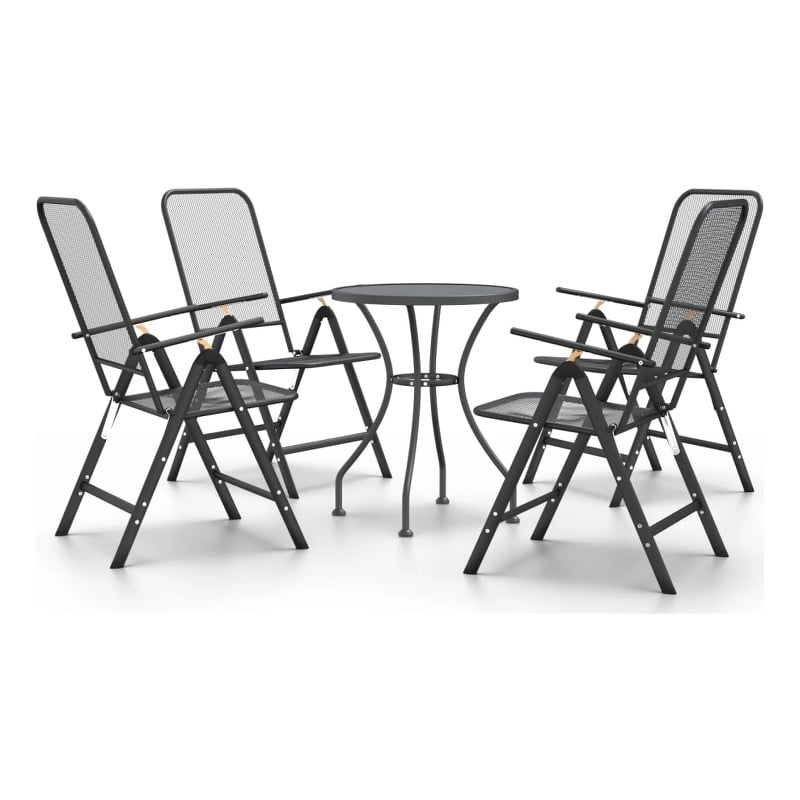 vidaXL Expanded Metal Mesh Compact Foldable Garden Dining Set Charcoal/Gray