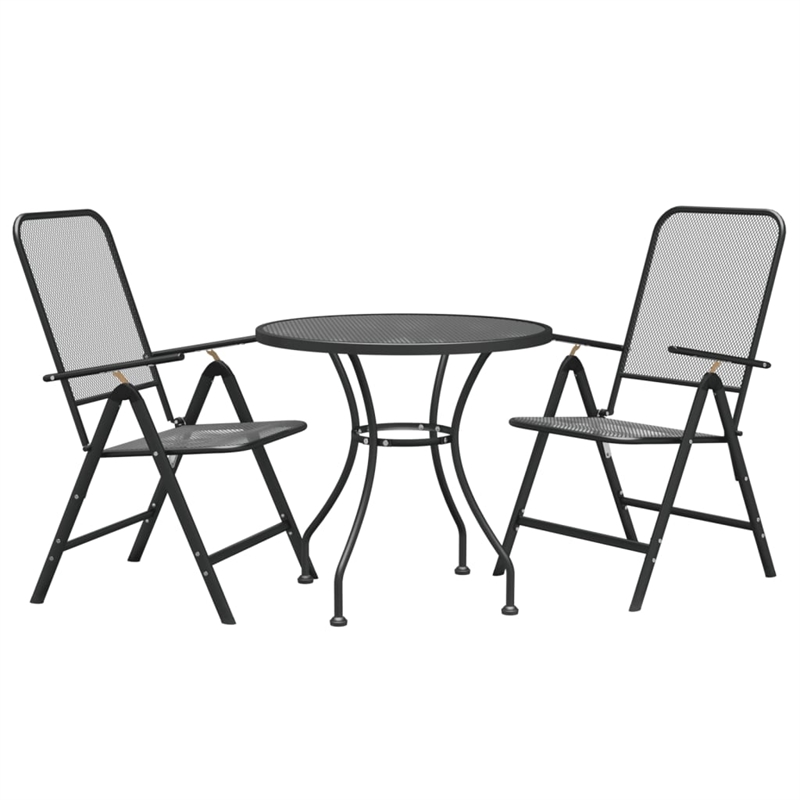 vidaXL Expanded Metal Mesh Medium Foldable Garden Dining Set in Anthracite/Gray