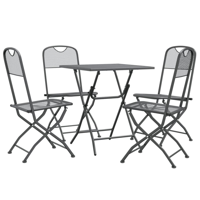 vidaXL Expanded Metal Mesh Foldable Garden Dining Set in Anthracite/Gray