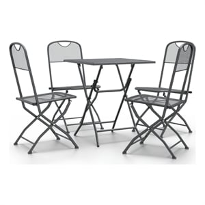 vidaXL Expanded Metal Mesh Foldable Garden Dining Set in Anthracite/Gray