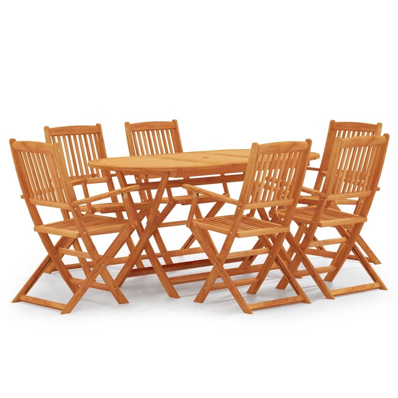 vidaXL Solid Eucalyptus Wood Standard Outdoor Dining Set Natural/Brown