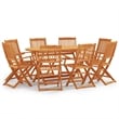vidaXL Solid Eucalyptus Wood 9 Piece Set Outdoor Dining Set Natural/Brown