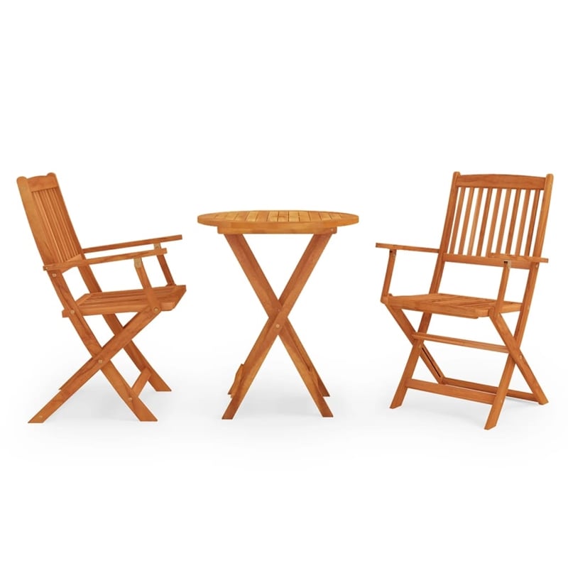 vidaXL Solid Eucalyptus Wood Small Outdoor Dining Set in Brown