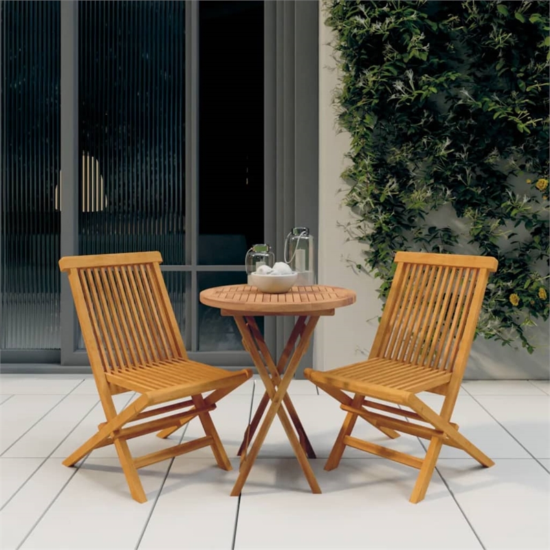 vidaXL Solid Teak Wood Foldable Garden Dining Set in Brown