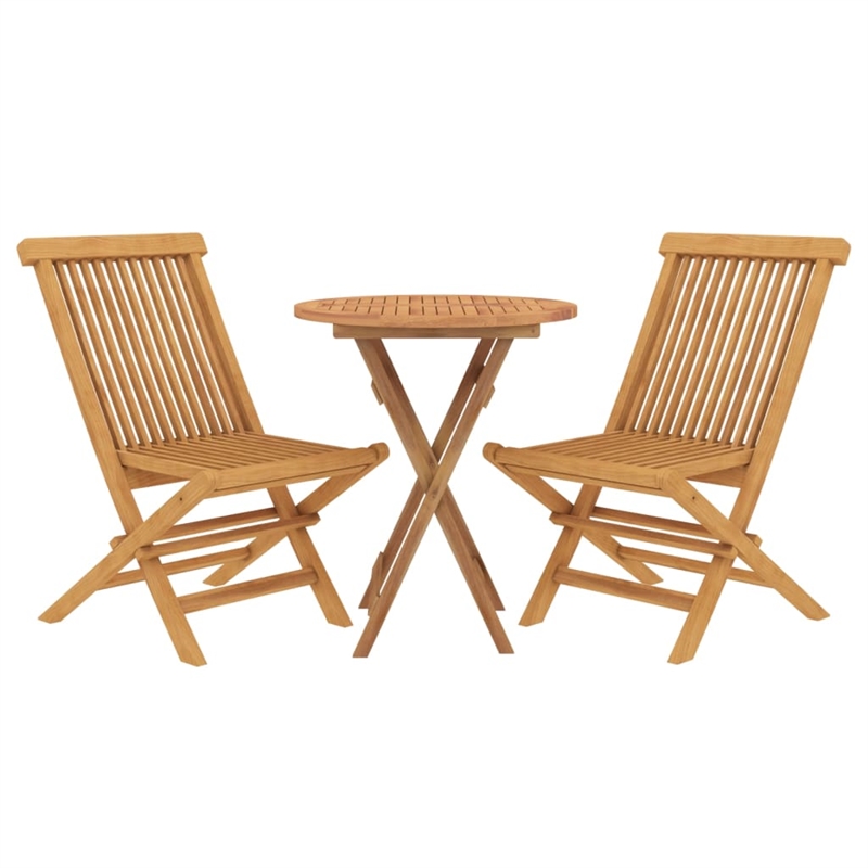 vidaXL Solid Teak Wood Foldable Garden Dining Set in Brown