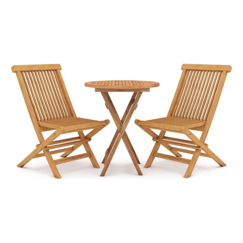 vidaXL Solid Teak Wood Foldable Garden Dining Set in Brown