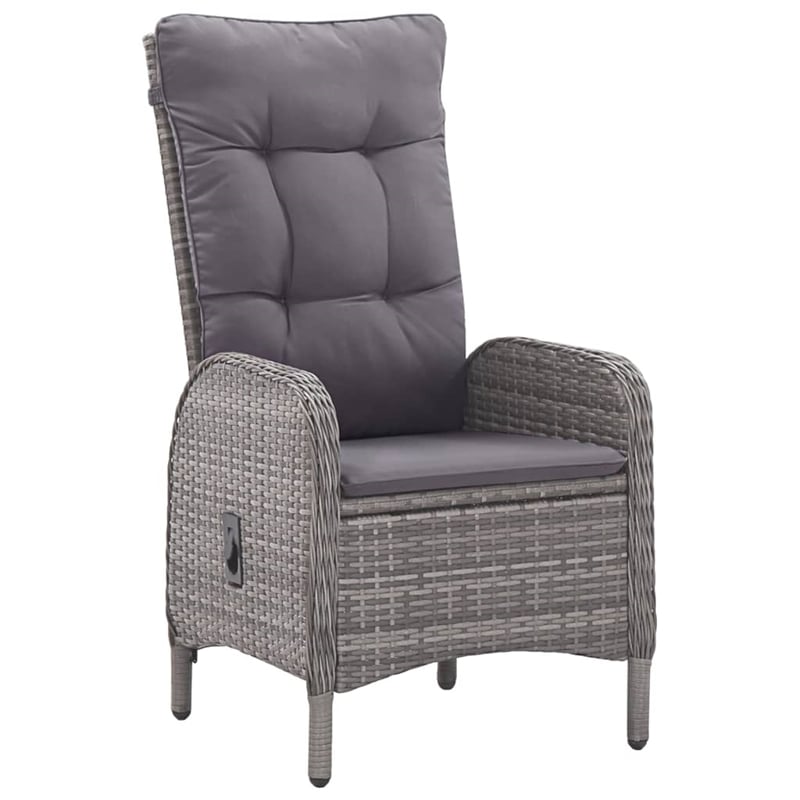 vidaXL Solid Acacia Wood/Poly Rattan Dining Set in Gray/Natural