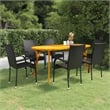 vidaXL Solid Acacia Wood Large Stackable Dining Set in Black