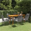 vidaXL Solid Acacia Wood & Powder-Coated Steel Dining Set in Gray