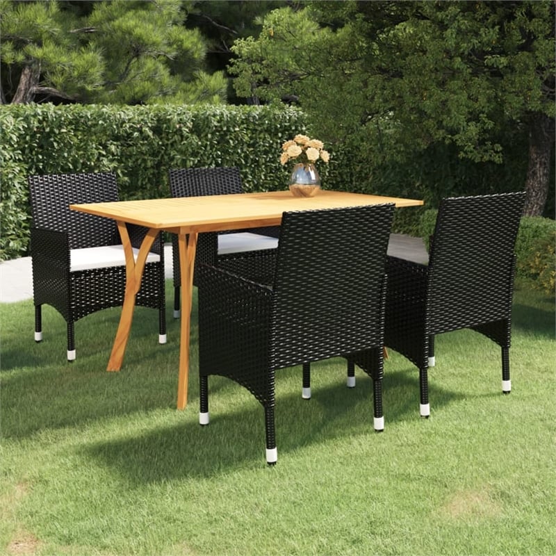 vidaXL Dining Set in Black/Cream White