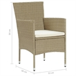 vidaXL Acacia Wood & Polyester Standard Dining Set in Beige/Cream