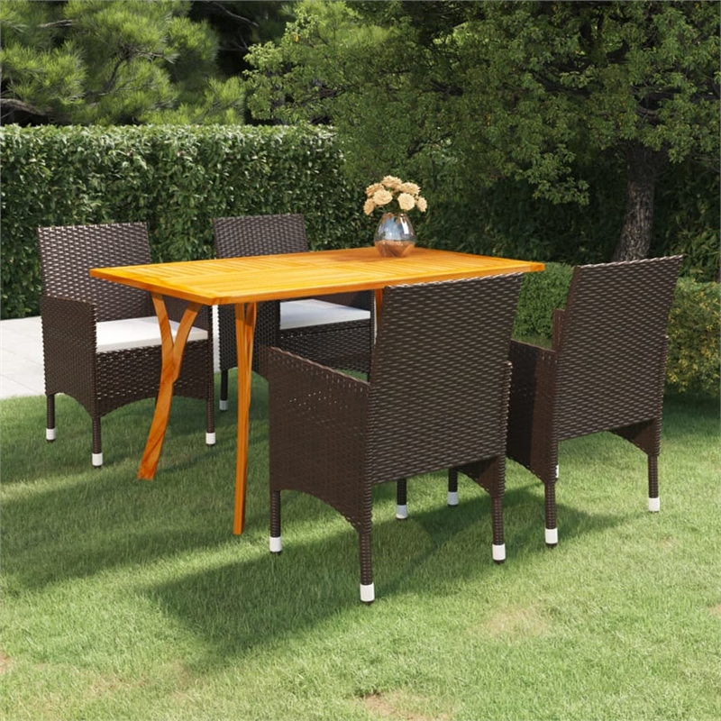 vidaXL Dining Set in Brown/Cream White