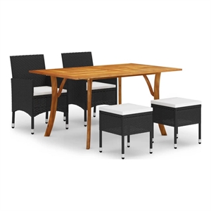 vidaXL Solid Acacia Wood Medium Durable Dining Set in Black