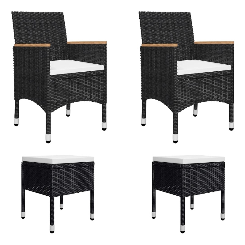 vidaXL Dining Set in Black/Cream White