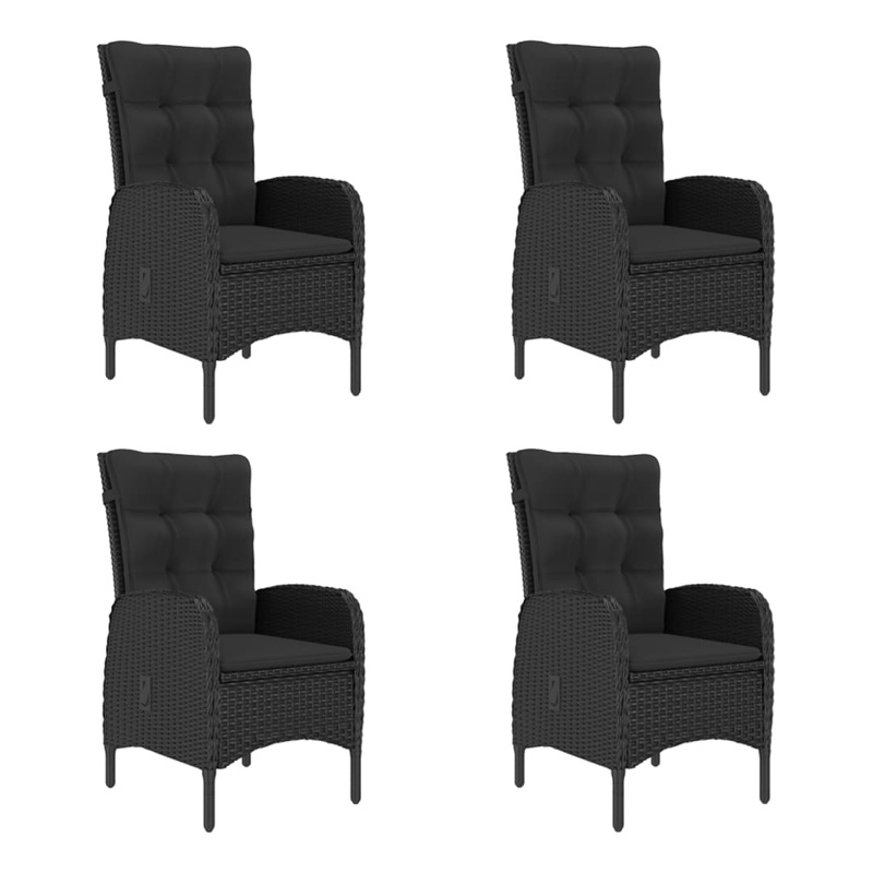 vidaXL Solid Acacia Wood & Steel 5-Piece Set Dining Set in Black