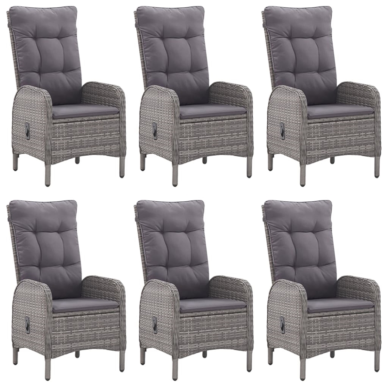 vidaXL Solid Acacia Wood & Steel 7 Piece Set Dining Set in Gray