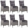 vidaXL Solid Acacia Wood & Steel 7 Piece Set Dining Set in Gray