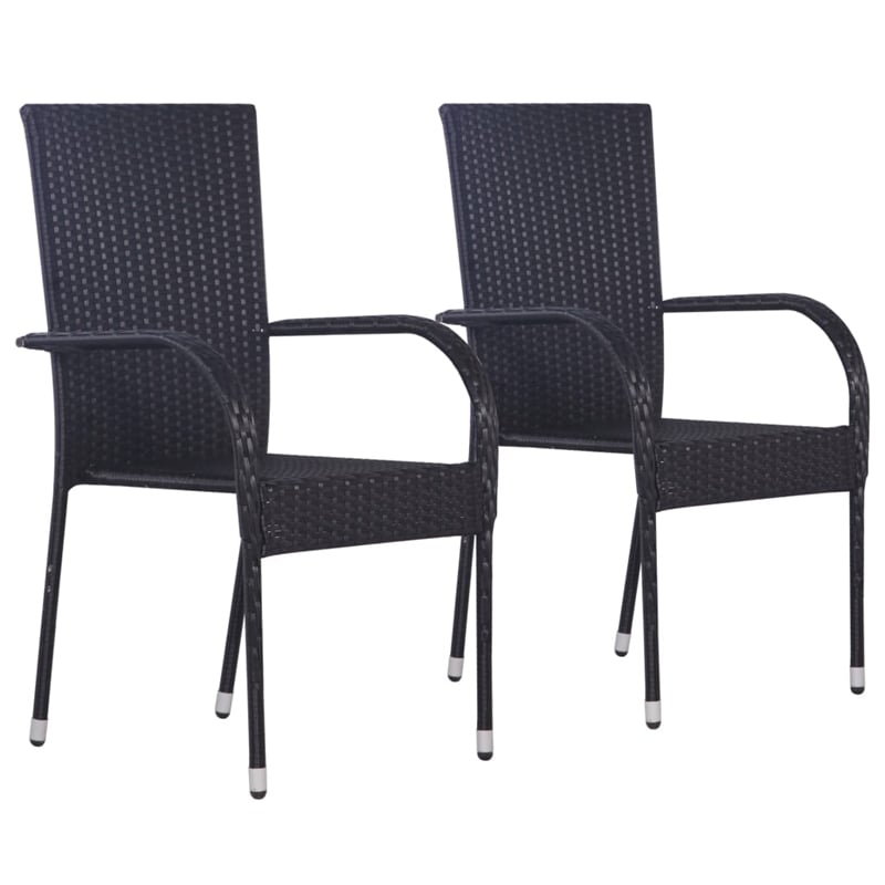 vidaXL Polyethylene Rattan Dining Set in Black