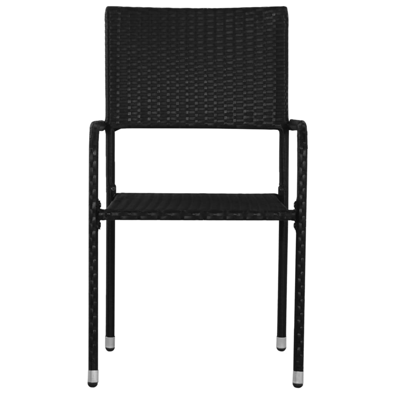 vidaXL Poly Rattan/Powder-Coated Steel Dining Set in Black