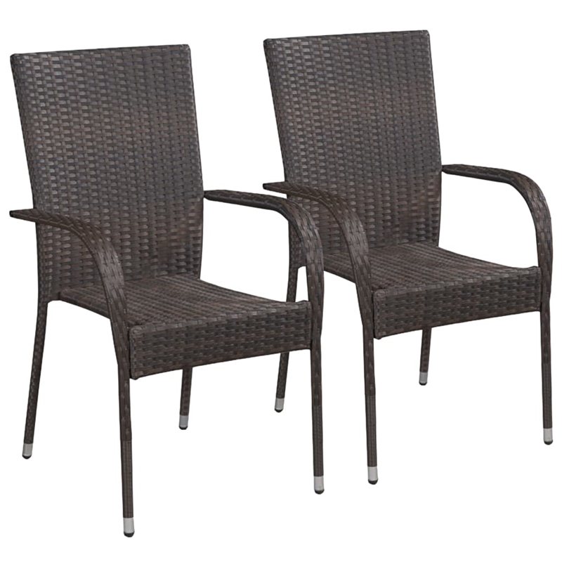 vidaXL Poly Rattan/Powder-Coated Steel Dining Set in Brown