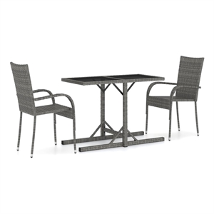 vidaXL Powder-Coated Steel Compact Dining Set in Gray