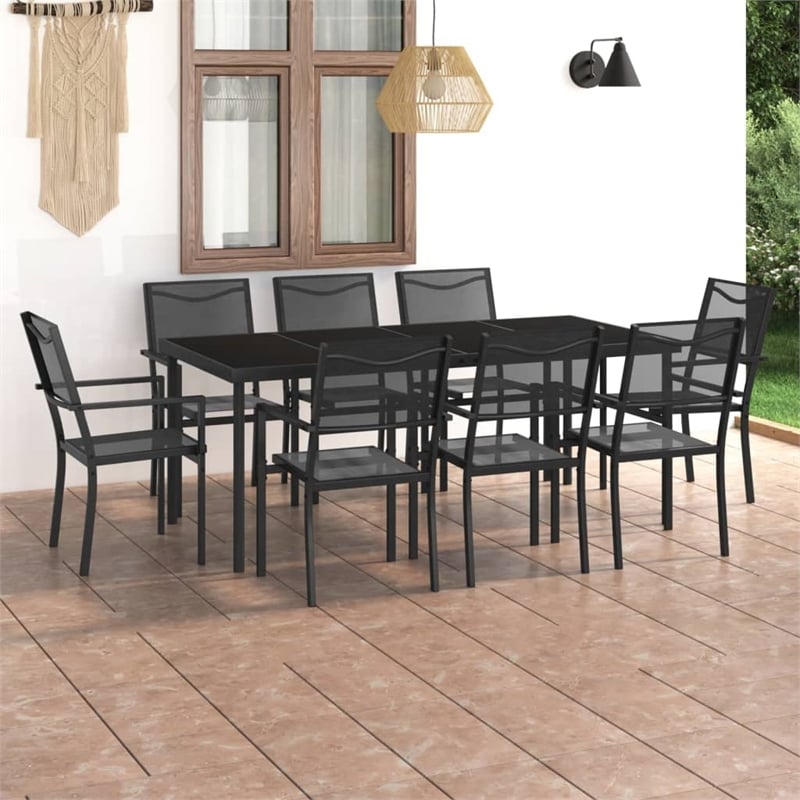 vidaXL Outdoor Dining Set in Anthracite/Black/Gray