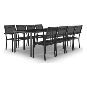 vidaXL Powder-Coated Steel Large Durable Outdoor Dining Set in Anthracite