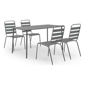 vidaXL Steel With E-Coated and Powder-Coated Dining Set in Dark Gray