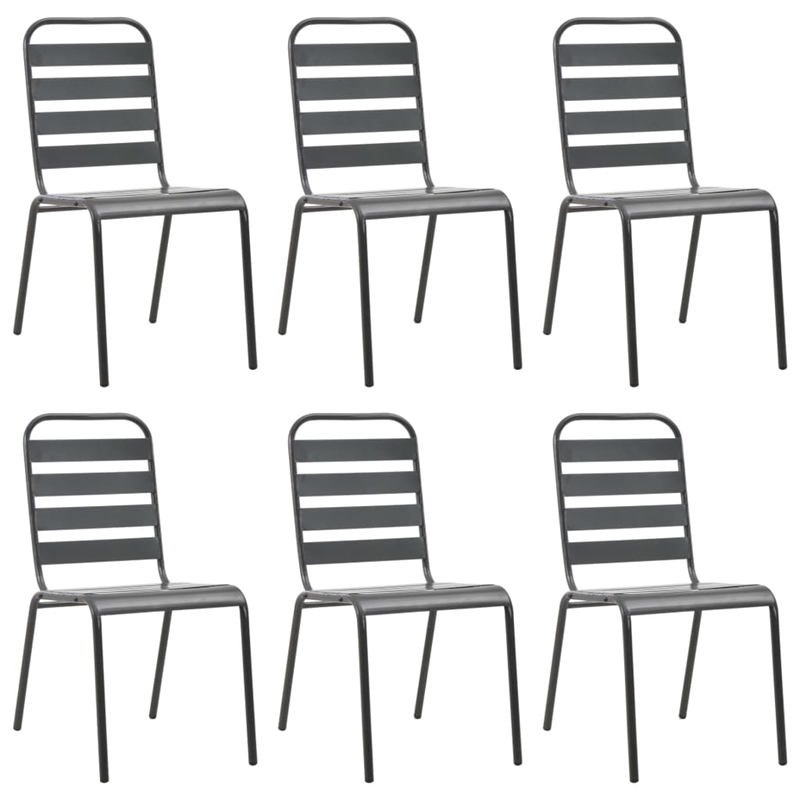 vidaXL Steel With E-Coated and Powder-Coated Finish Dining Set in Dark Gray