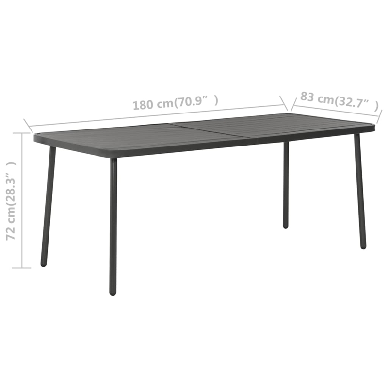 vidaXL Steel With E-Coated and Powder-Coated Finish Dining Set in Dark Gray