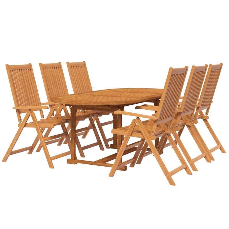 vidaXL Solid Acacia Wood Medium Extendable Garden Dining Set in Brown