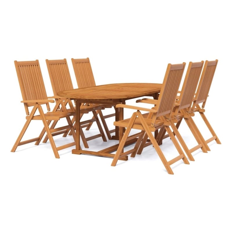 vidaXL Solid Acacia Wood Medium Extendable Garden Dining Set in Brown