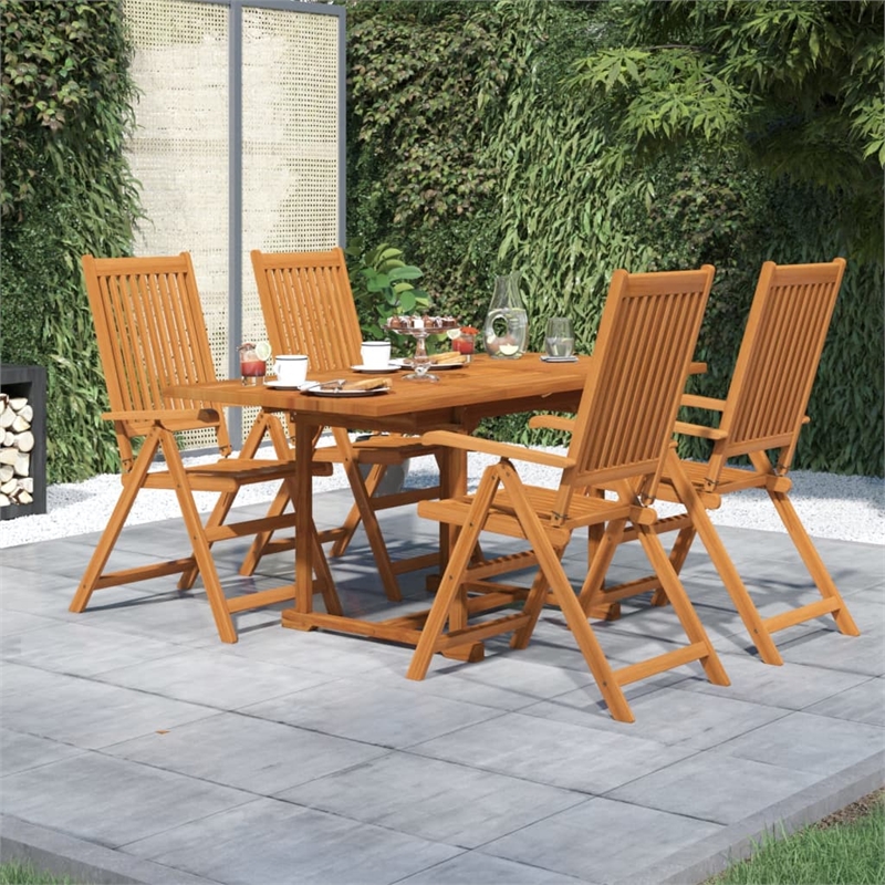 vidaXL Solid Acacia Wood 5 Piece Set Garden Dining Set Natural/Brown