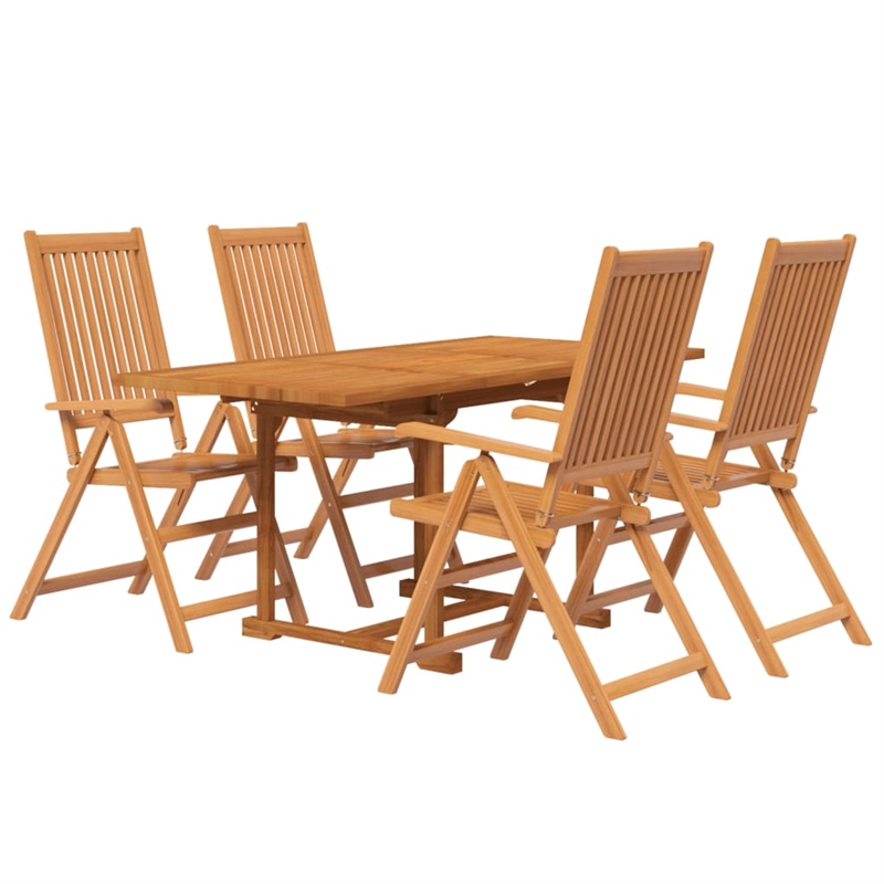 vidaXL Solid Acacia Wood 5 Piece Set Garden Dining Set Natural/Brown