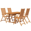 vidaXL Solid Acacia Wood 5 Piece Set Garden Dining Set Natural/Brown