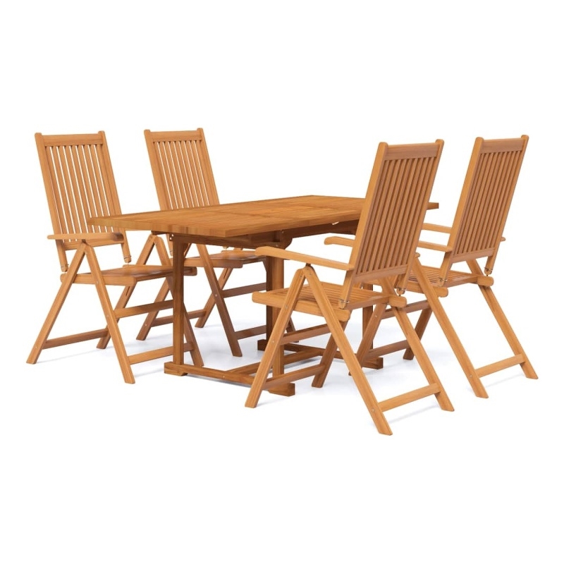 vidaXL Solid Acacia Wood 5 Piece Set Garden Dining Set Natural/Brown