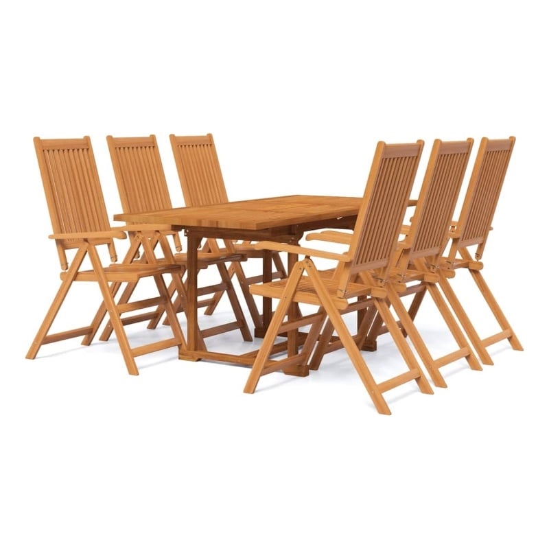vidaXL Solid Acacia Wood Medium Garden Dining Set Natural/Brown